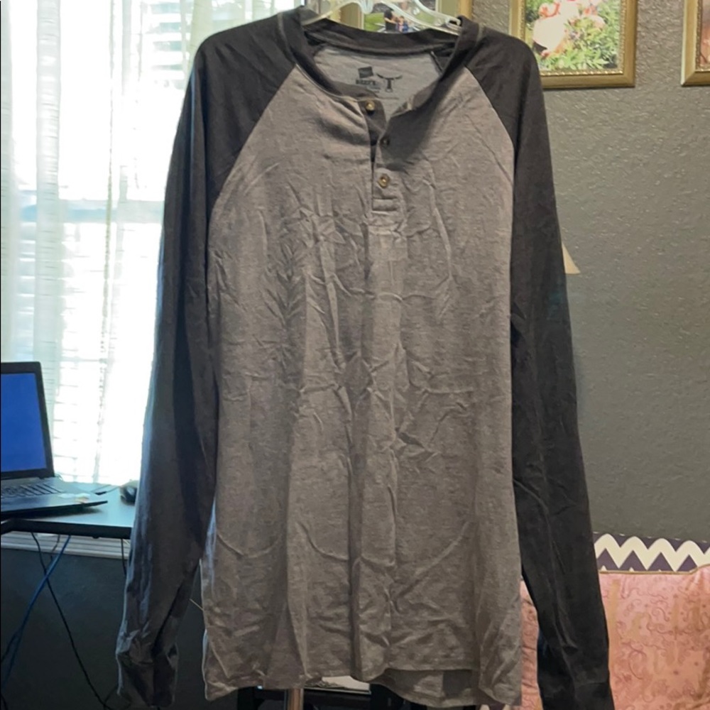 Men’s Henley style Hanes Long sleeve t shirt
